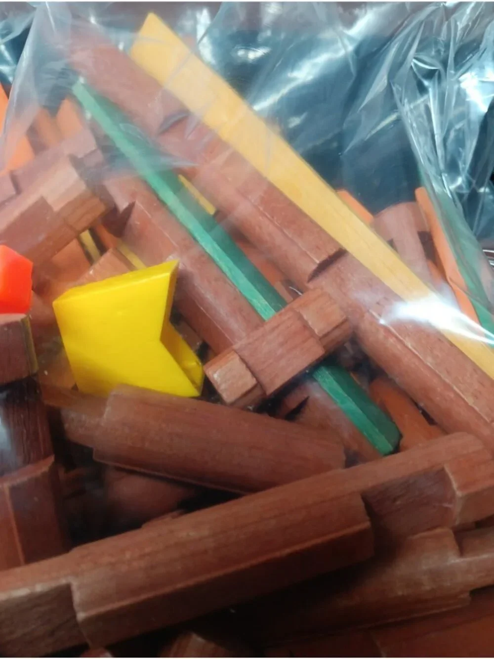 Early Vintage Lincoln Logs Assorted Pieces including Roof Rounds Flats Roofs